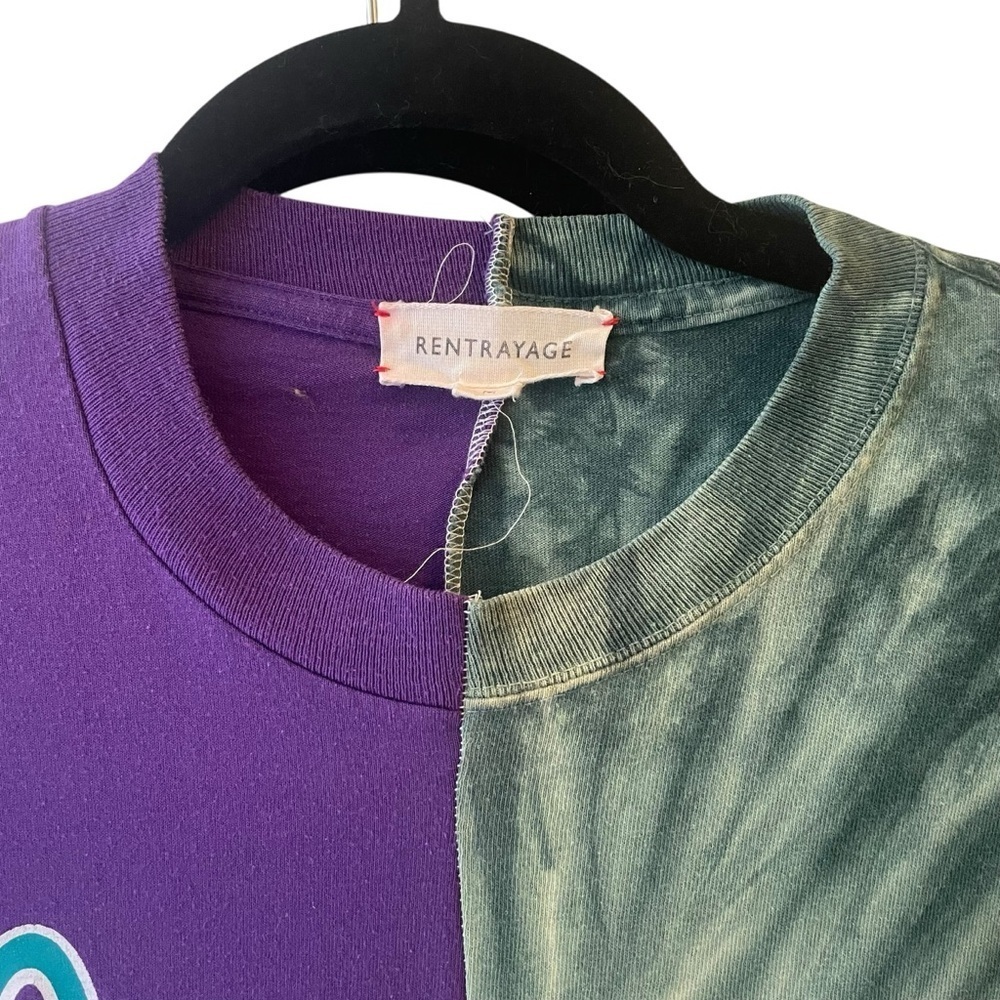 Rentrayage Vintage Tie Dye Split Tee Purple And Green Graphic T-Shirt — image 4 of 5